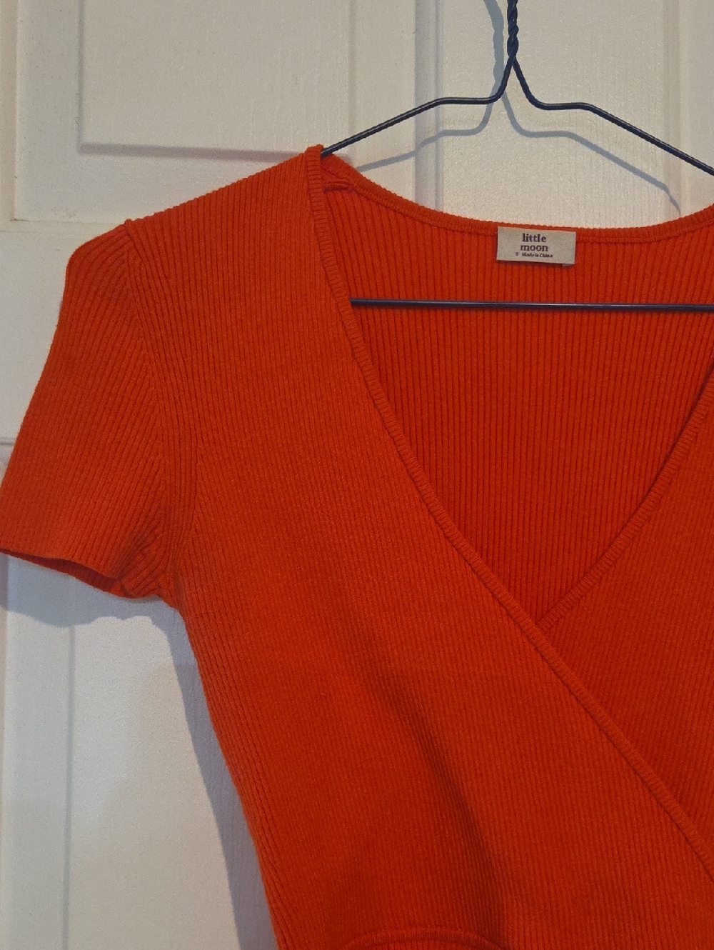 Aritzia Little Moon Prunella Cropped Ribbed Wrap Top - Picture 3 of 8